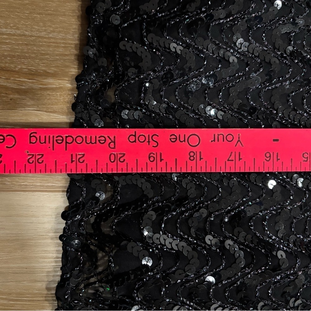 Black Lace Semi Sheer Sequined Top - Picture 7 of 7